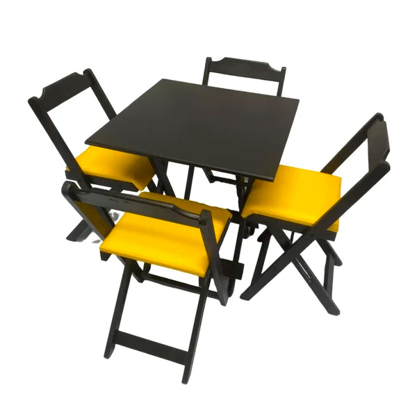Conjunto Dobrável 70x70 Com 4 Cadeiras Estofadas LP