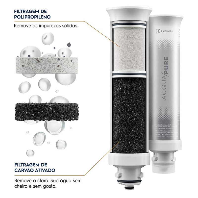 Purificador de Água Gelada Fria e Natural Elétrico Compacto Eletronico placa Electrolux Filtro refil 6 meses ou 3000l Painel Touch Bivolt
