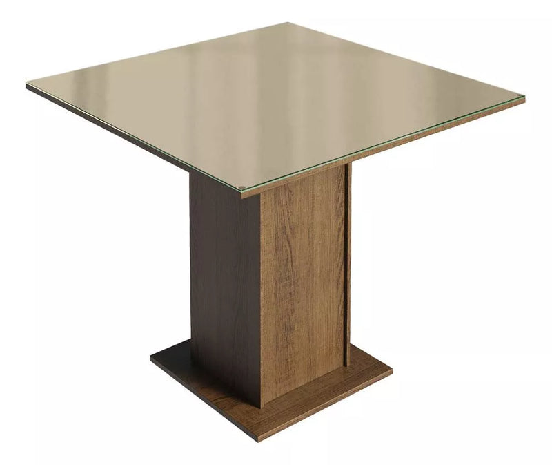 Sala Jantar Estofada Mesa Tampo Vidro 4 Cadeiras Madesa Anaju Rci Cor Rustic/Crema/Imperial MDJA0401387GSIM (cópia)