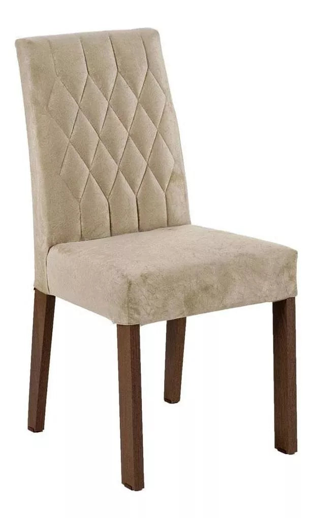 Sala Jantar Estofada Mesa Tampo Vidro 4 Cadeiras Madesa Anaju Rci Cor Rustic/Crema/Imperial MDJA0401387GSIM (cópia)