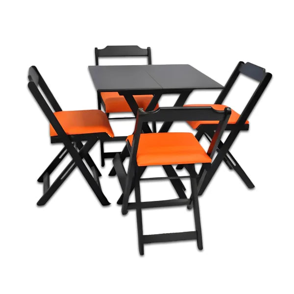 Conjunto Dobrável 70x70 Com 4 Cadeiras Estofadas LP